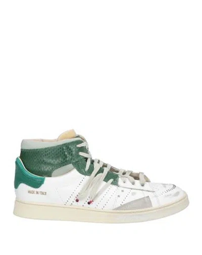 Hidnander Man Sneakers White Size 7 Leather In Green