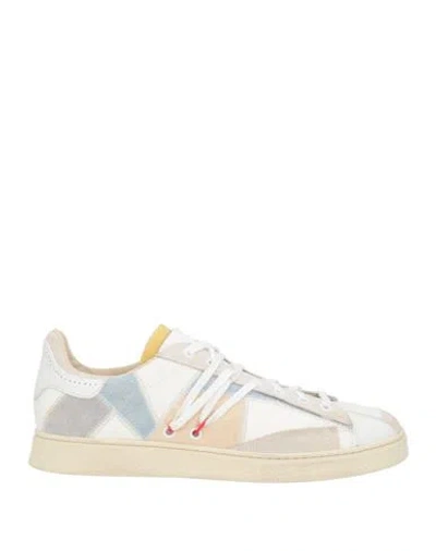 Hidnander Man Sneakers White Size 8 Leather In Multi