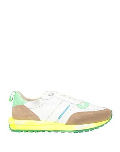 Hidnander Man Sneakers White Size 8 Leather In Multi