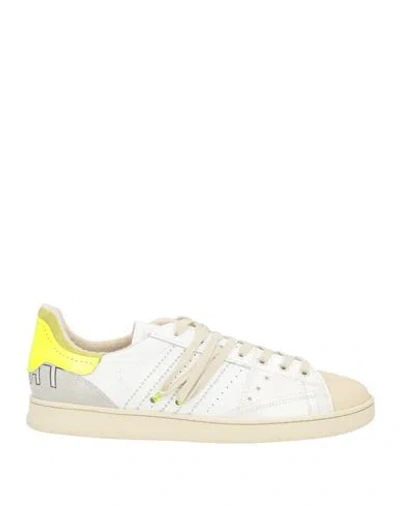 Hidnander Man Sneakers White Size 9 Leather In Animal Print