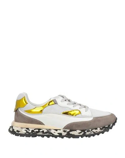 Hidnander Man Sneakers White Size 9 Leather, Textile Fibers
