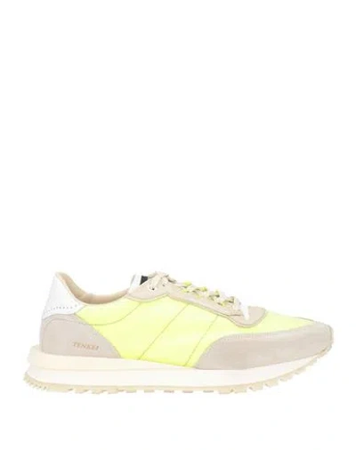 Hidnander Man Sneakers Yellow Size 9 Textile Fibers, Leather In Multi
