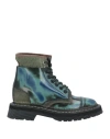 Hidnander Woman Ankle Boots Blue Size 10 Leather, Textile Fibers
