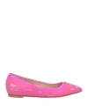 Hidnander Woman Ballet Flats Magenta Size 10 Leather, Textile Fibers In Magenta