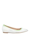 Hidnander Woman Ballet Flats White Size 8 Leather, Textile Fibers In White