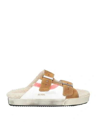 Hidnander Woman Sandals Camel Size 8 Shearling In Beige