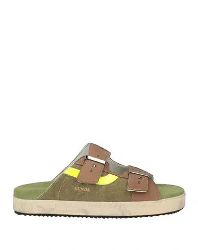 Hidnander Woman Sandals Sage Green Size 11 Leather, Textile Fibers