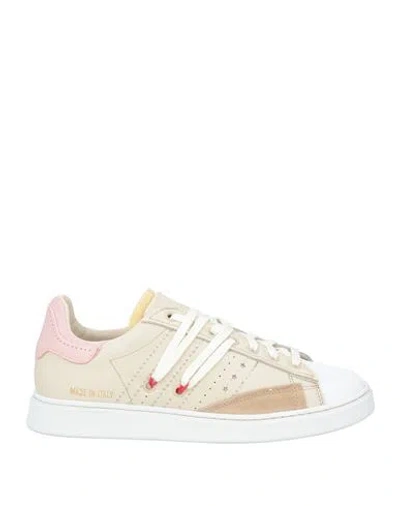 Hidnander Woman Sneakers Beige Size 6 Leather In Multi