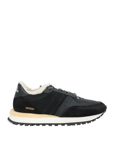 Hidnander Woman Sneakers Black Size 9 Leather, Textile Fibers