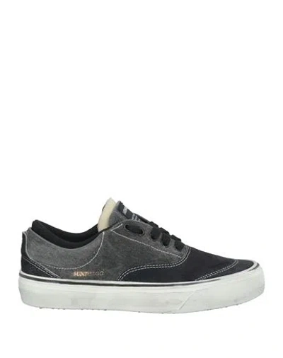 Hidnander Woman Sneakers Charcoal Size 8 Leather, Textile Fibers In Grey