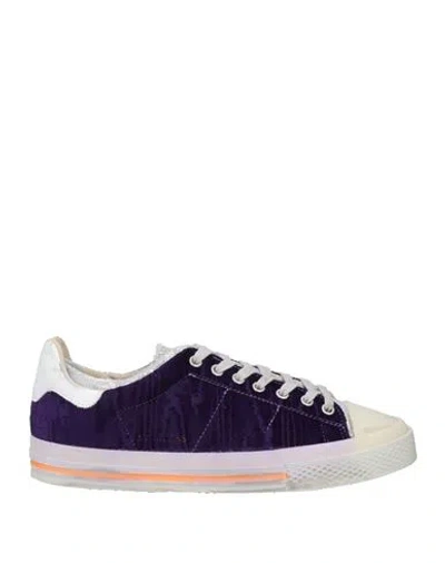 Hidnander Woman Sneakers Dark Purple Size 10 Leather, Textile Fibers