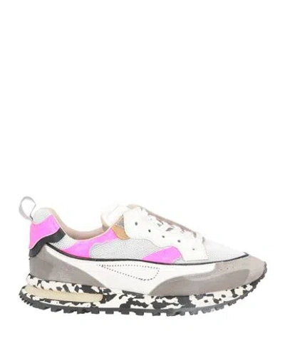 Hidnander Woman Sneakers Fuchsia Size 8 Leather, Textile Fibers In White