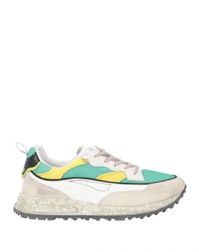 Hidnander Woman Sneakers Green Size 8 Leather, Textile Fibers In Multi