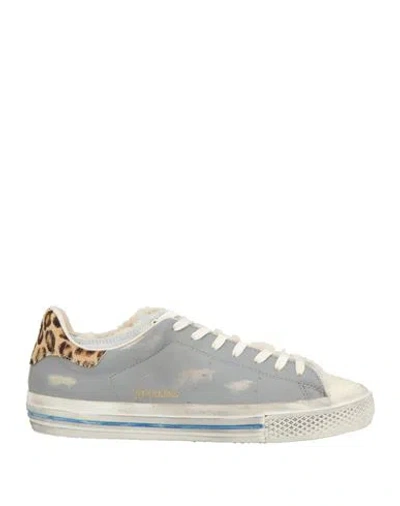 Hidnander Woman Sneakers Grey Size 8 Leather In Gray