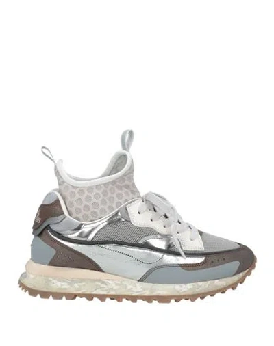 Hidnander Woman Sneakers Grey Size 6 Leather, Textile Fibers