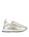 Hidnander Woman Sneakers Ivory Size 11 Leather, Textile Fibers In Gray