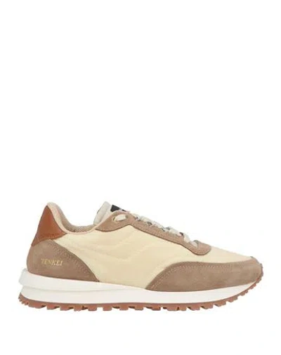 Hidnander Woman Sneakers Ivory Size 7 Textile Fibers, Leather In Brown