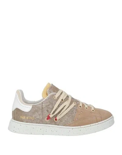 Hidnander Woman Sneakers Beige Size 8 Leather In Brown
