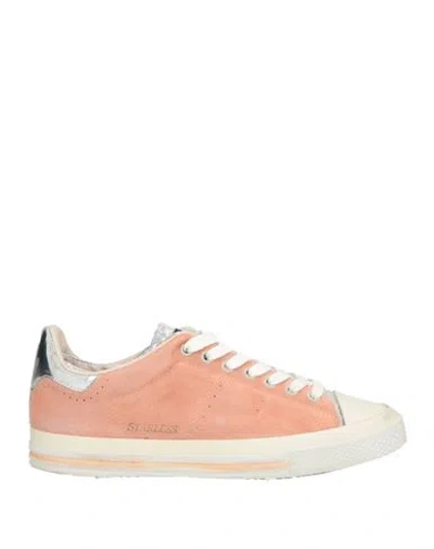HIDNANDER HIDNANDER WOMAN SNEAKERS PINK SIZE 8 LEATHER, TEXTILE FIBERS