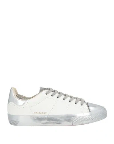 Hidnander Woman Sneakers Silver Size 8 Leather, Textile Fibers In White
