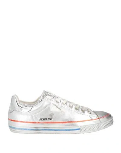 Hidnander Woman Sneakers Silver Size 9 Leather In Gray