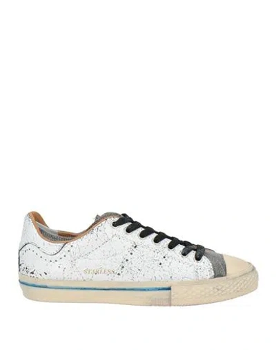 Hidnander Woman Sneakers White Size 10 Leather, Textile Fibers
