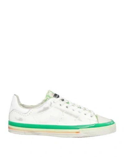 Hidnander Woman Sneakers White Size 7 Leather, Textile Fibers