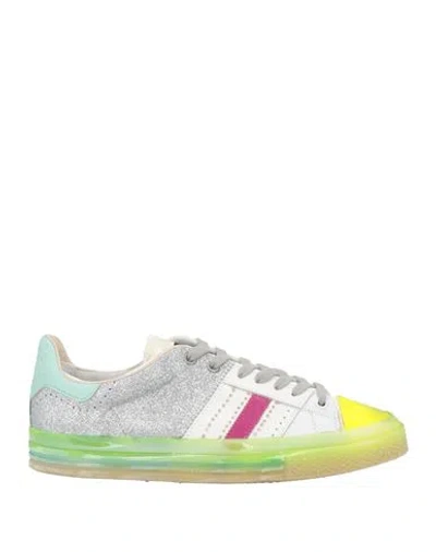 Hidnander Woman Sneakers White Size 8 Leather, Textile Fibers