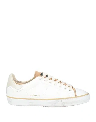 Hidnander Woman Sneakers White Size 8 Leather, Textile Fibers