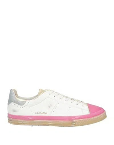 Hidnander Woman Sneakers White Size 8 Leather, Textile Fibers