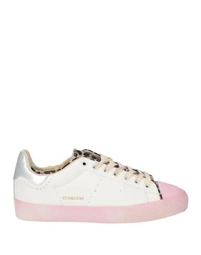 Hidnander Woman Sneakers White Size 8 Leather, Textile Fibers In Metallic