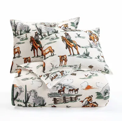 Hiend Accents Ranch Life Reversible Color Duvet Set In White In Multi