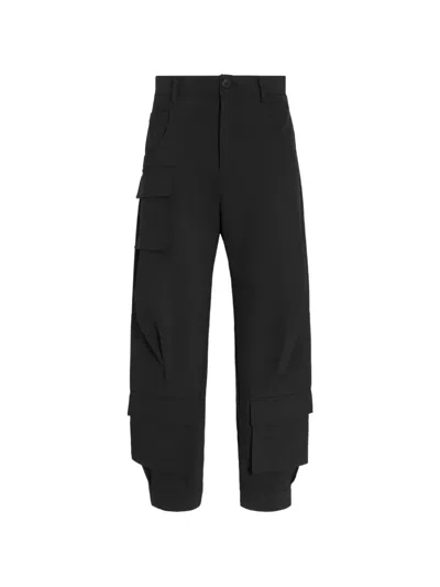 High All In Multi-pocket Cargo Tapered Trousers In Black