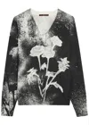 High Amuse Printed Rayon-blend Top In Gray