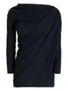 High Aslant Asymmetric Jersey Top In Blue