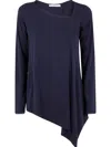High Asymmetric Blouse In Blue