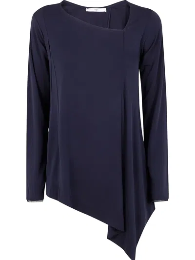 High Asymmetric Blouse In Blue