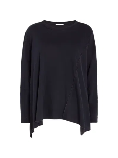 High Asymmetric Long-sleeved T-shirt In Black