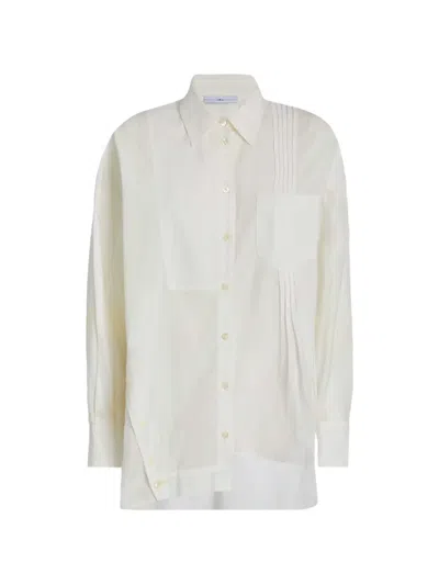 High Asymmetric Pintuck-detail Shirt In White