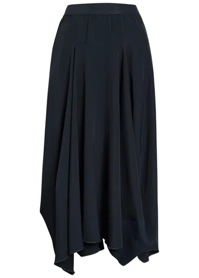 High Aubrey Draped Stretch-jersey Midi Skirt In Blue