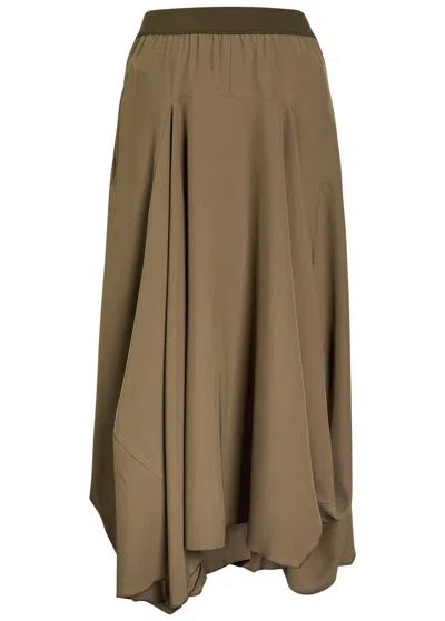High Aubrey Draped Stretch-jersey Midi Skirt In Green