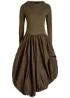 High Audacious Stretch-jersey And Shell Midi Dress In Green