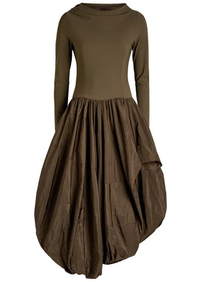 High Audacious Stretch-jersey And Shell Midi Dress In Green