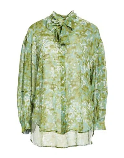 High Blooming Woman Shirt Green Size 10 Silk