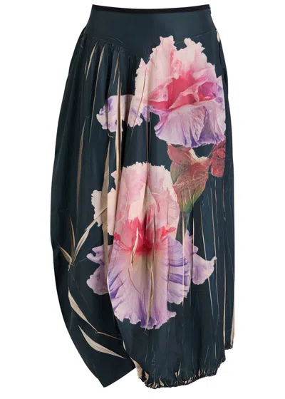 High Celebrate Satin Midi Skirt In Multicoloured 1