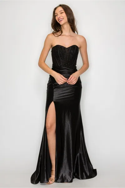 High Couture Hc1023 Prom Long Formal Evening Lace Dress In Black