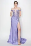 High Couture Mj1018 Prom Long Formal Glitter Applique Dress In Purple
