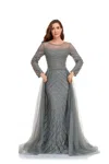 High Couture Nr2230 Long Sleeve Formal Evening Dress In Gray