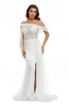 High Couture Nr2259 Long Off Shoulder Wedding Dress In White