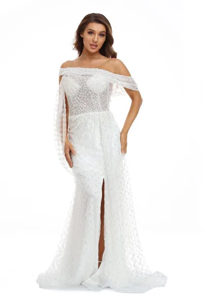 High Couture Nr2259 Long Off Shoulder Wedding Dress In White